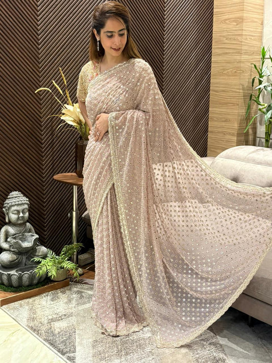 Exquisite pure georgette running saree