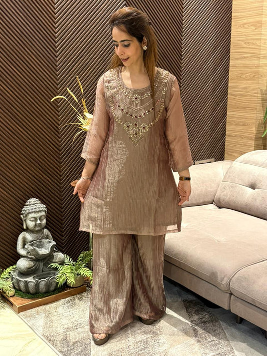Luxurious crush tissue shimmer co-ord set