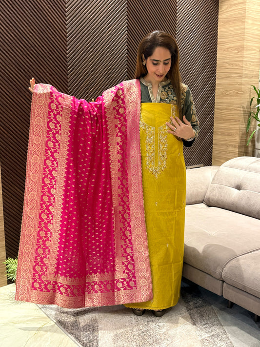 Luxurious Chanderi graceful unstitched suit