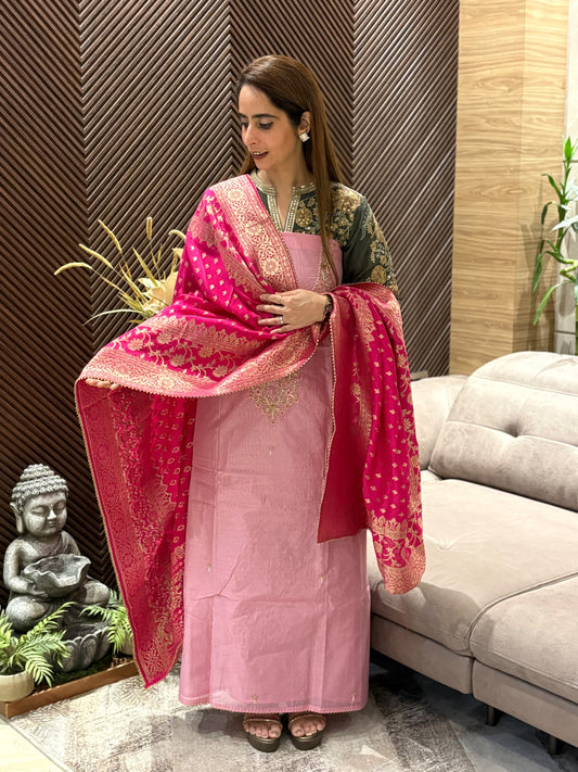 Luxurious Chanderi graceful unstitched suit
