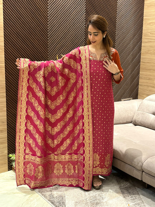 Luxurious Khadi Georgette unstitched suit