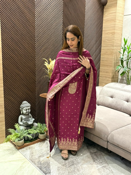 Luxurious Uppada silk unstitched suit