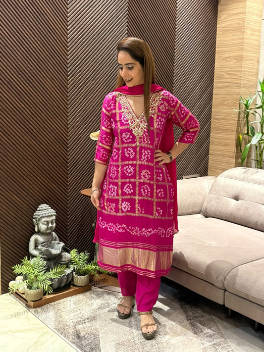 Luxurious Gaji Silk kurti set