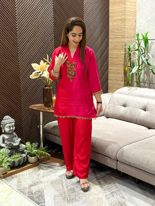 Stunning Dual-Shade Silk Co-ord Set