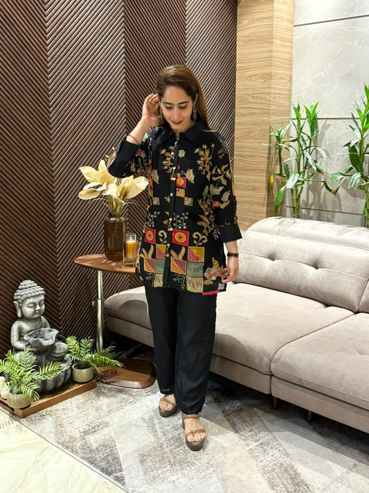 Elegant Chinon fabric co-ord set