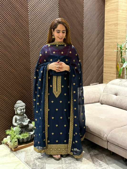 Luxurious raw silk unstitched suit