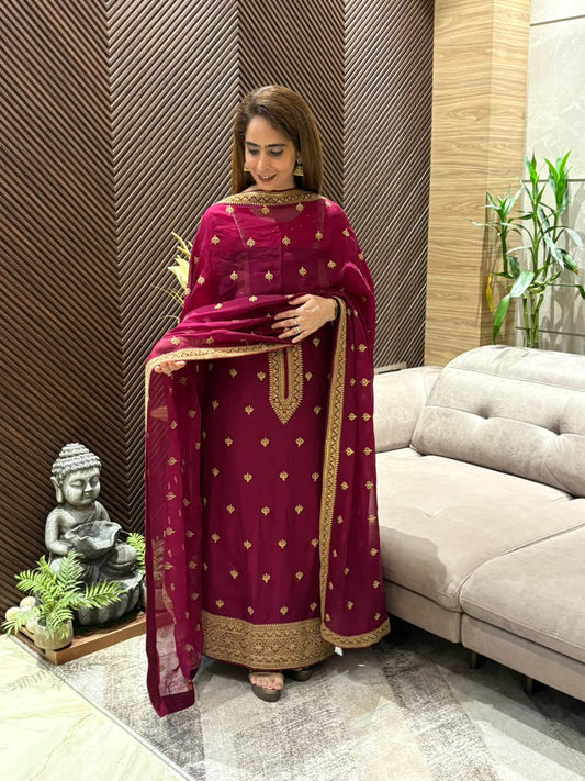 Luxurious raw silk unstitched suit