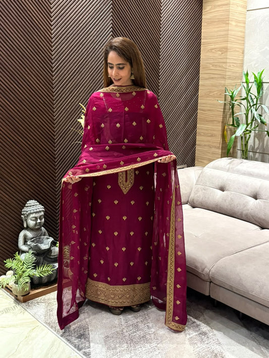 Luxurious raw silk unstitched suit