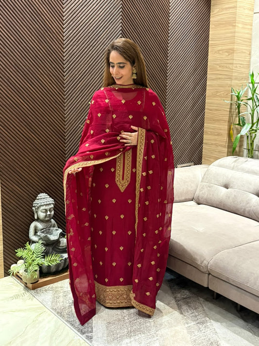 Luxurious raw silk unstitched suit
