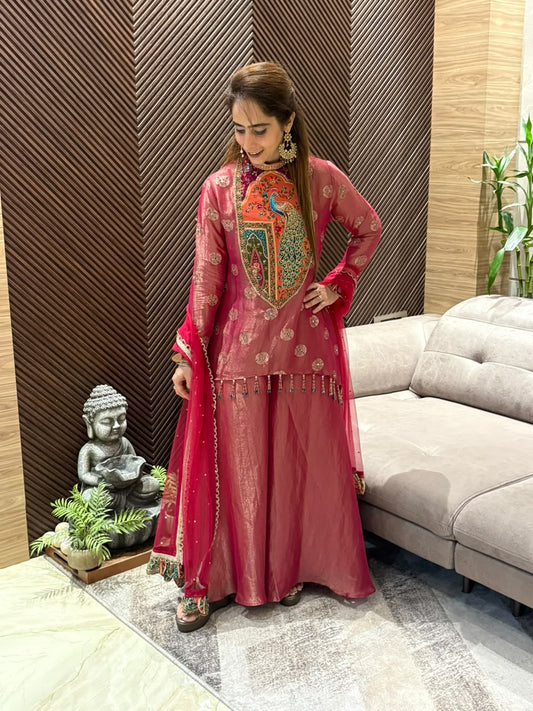 Stunning tissue shimmer suit set