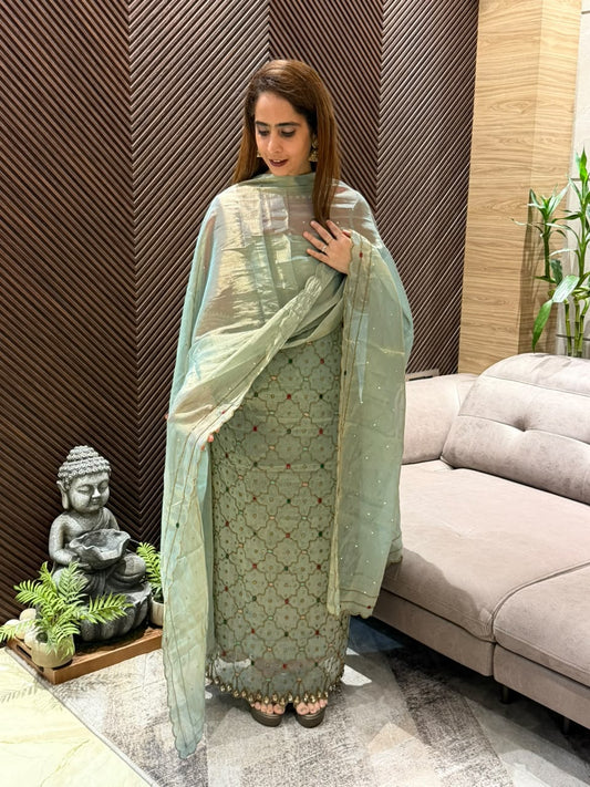Luxurious tissue shimmer unstitched suit