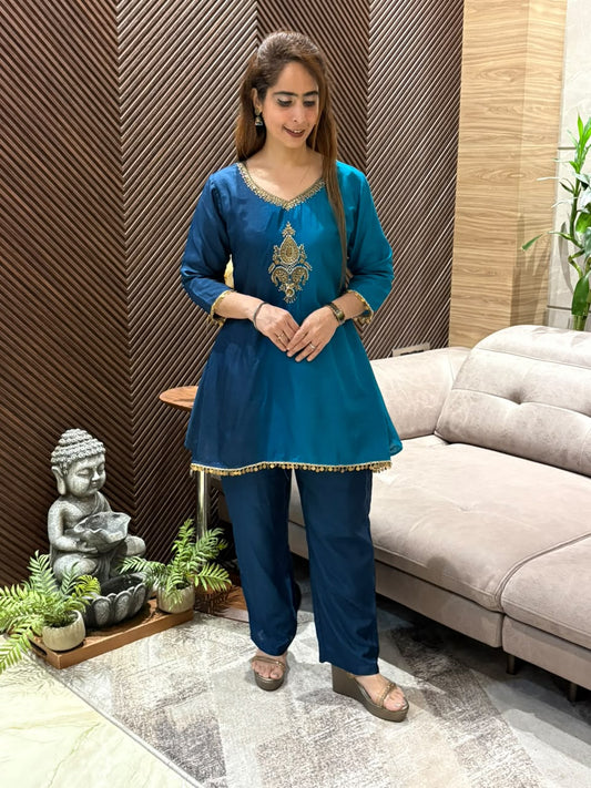 Premium raw silk elegant cord set