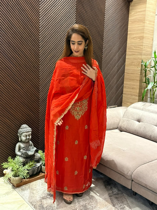 Luxurious organza silk unstitched suit
