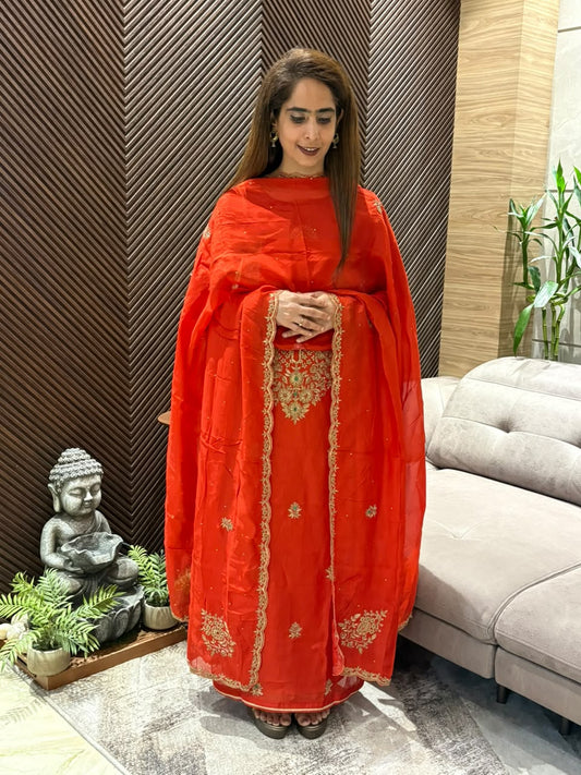 Luxurious organza silk unstitched suit