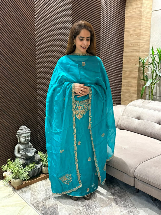Luxurious organza silk unstitched suit
