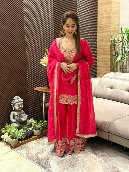 Luxurious satin crepe Sharara Set