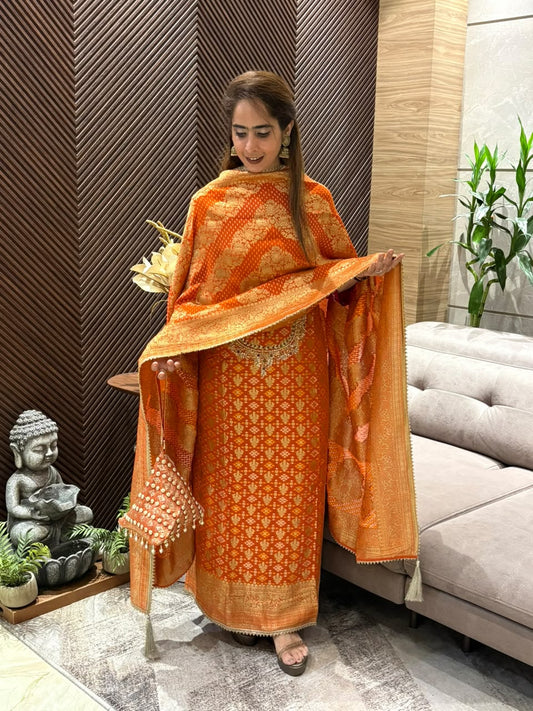 Luxurious Khadi Georgette unstitched suit