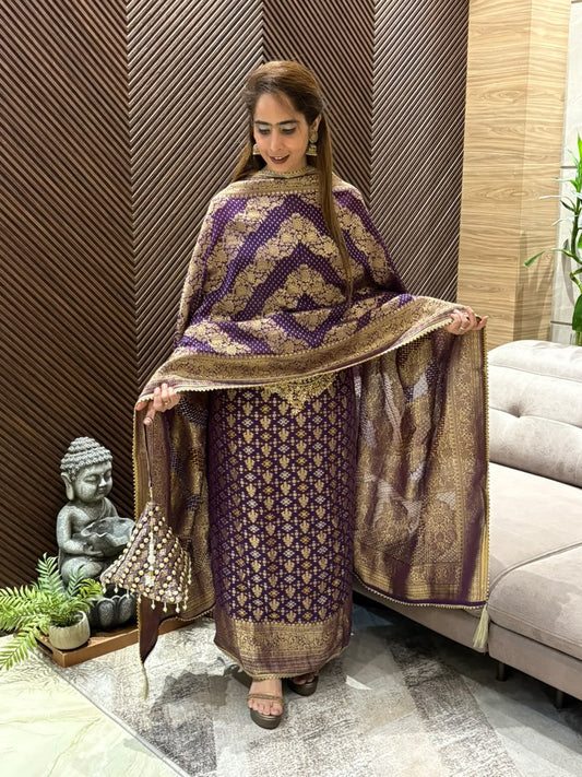 Luxurious Khadi Georgette unstitched suit