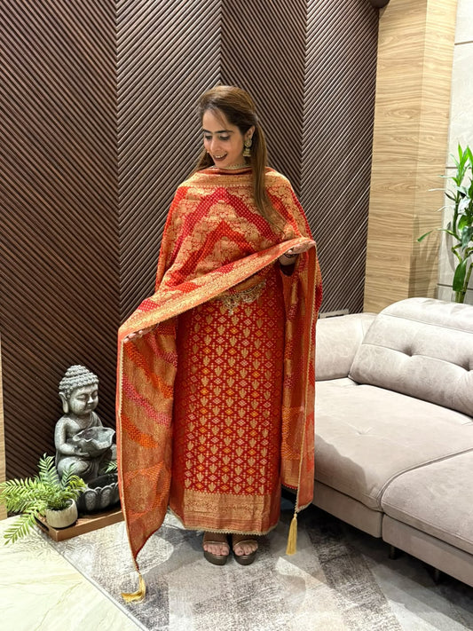 Luxurious Khadi Georgette unstitched suit