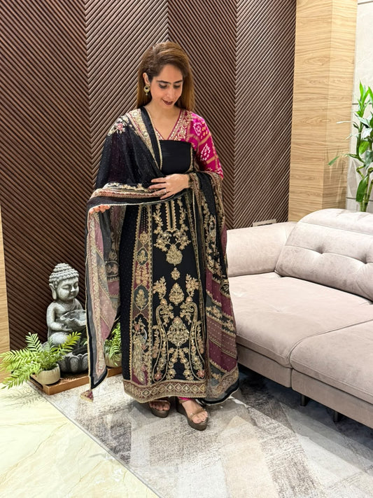 Premium crepe beautiful unstitched suit
