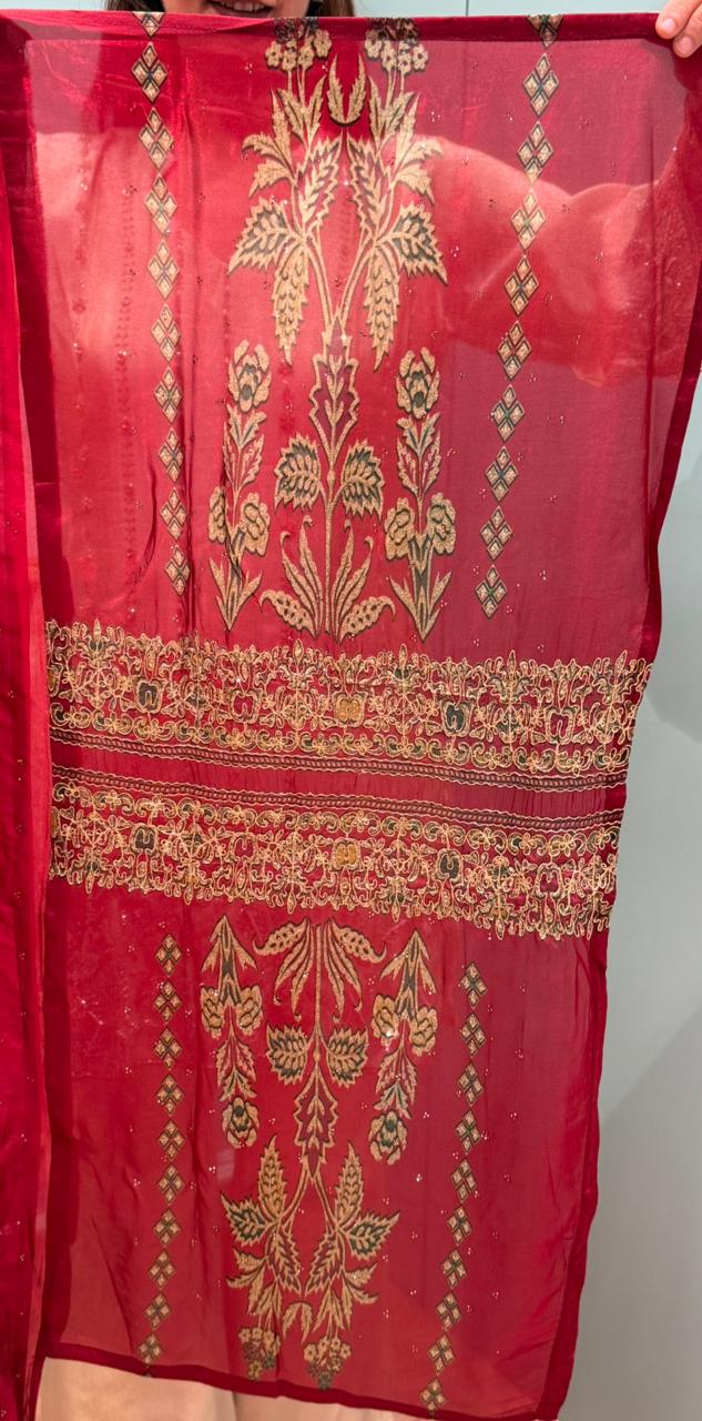 Elevate your festive wardrobe with our luxurious unstitched suit