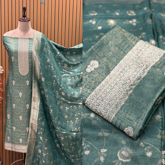 Elevate your ethnic elegance with this stunning unstitched suit set