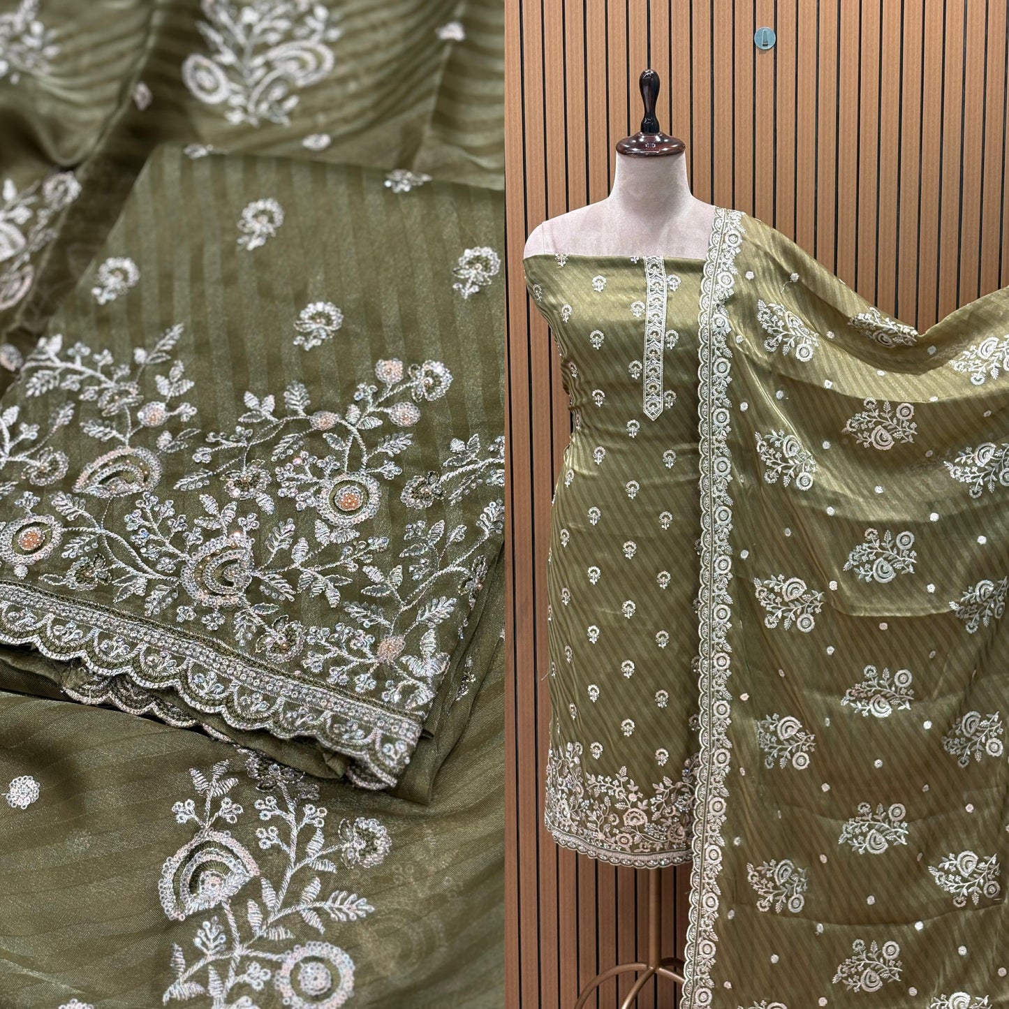 Elevate your festive wardrobe with our luxurious unstitched suit set