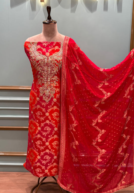 festive elegance with our premium Khaddi Georgette unstitched suit