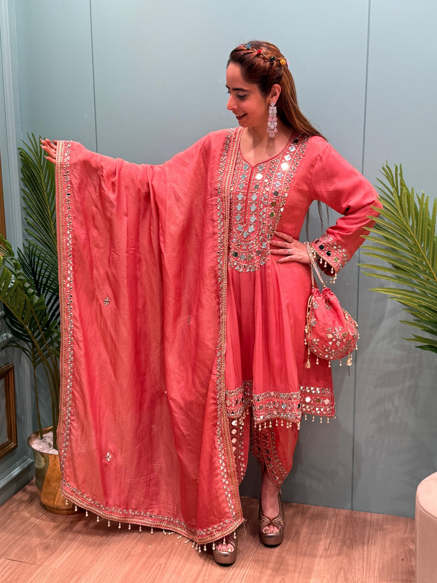 Short Anarkali with Dhoti Set