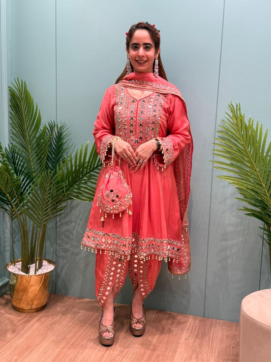 Short Anarkali with Dhoti Set
