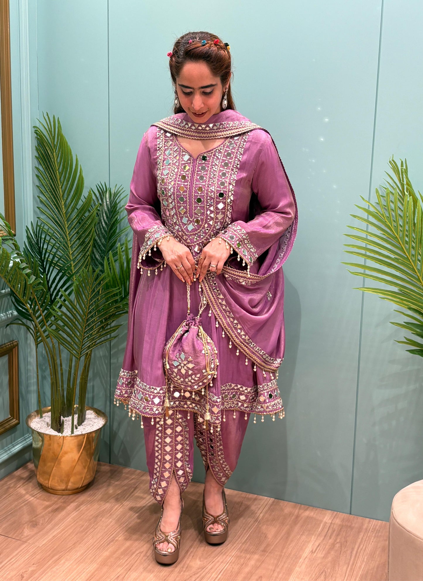 Short Anarkali with Dhoti Set