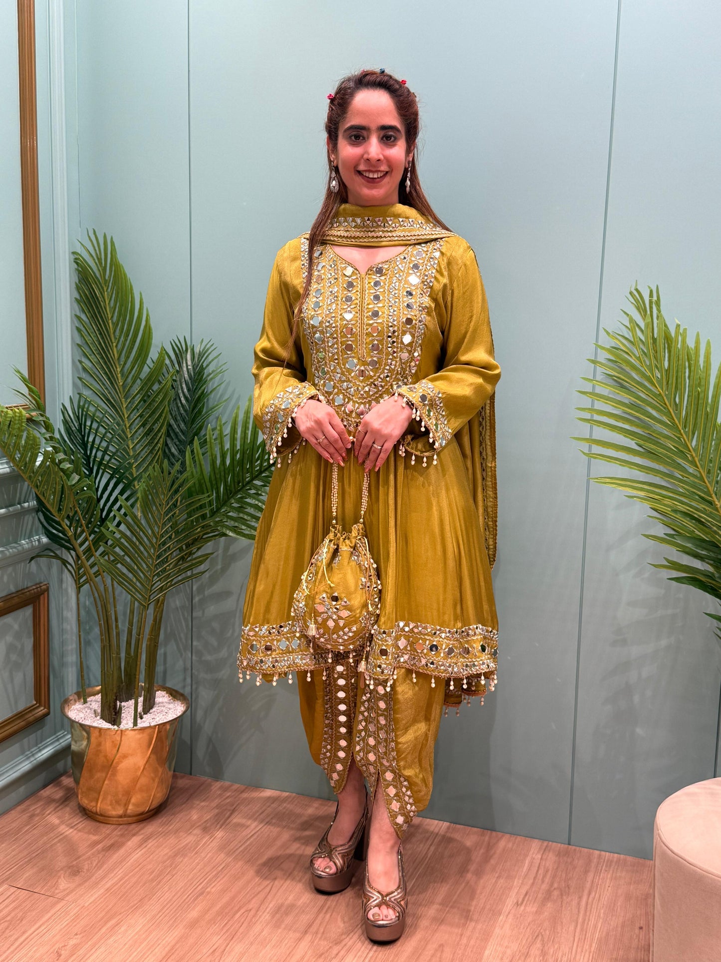 Short Anarkali with Dhoti Set