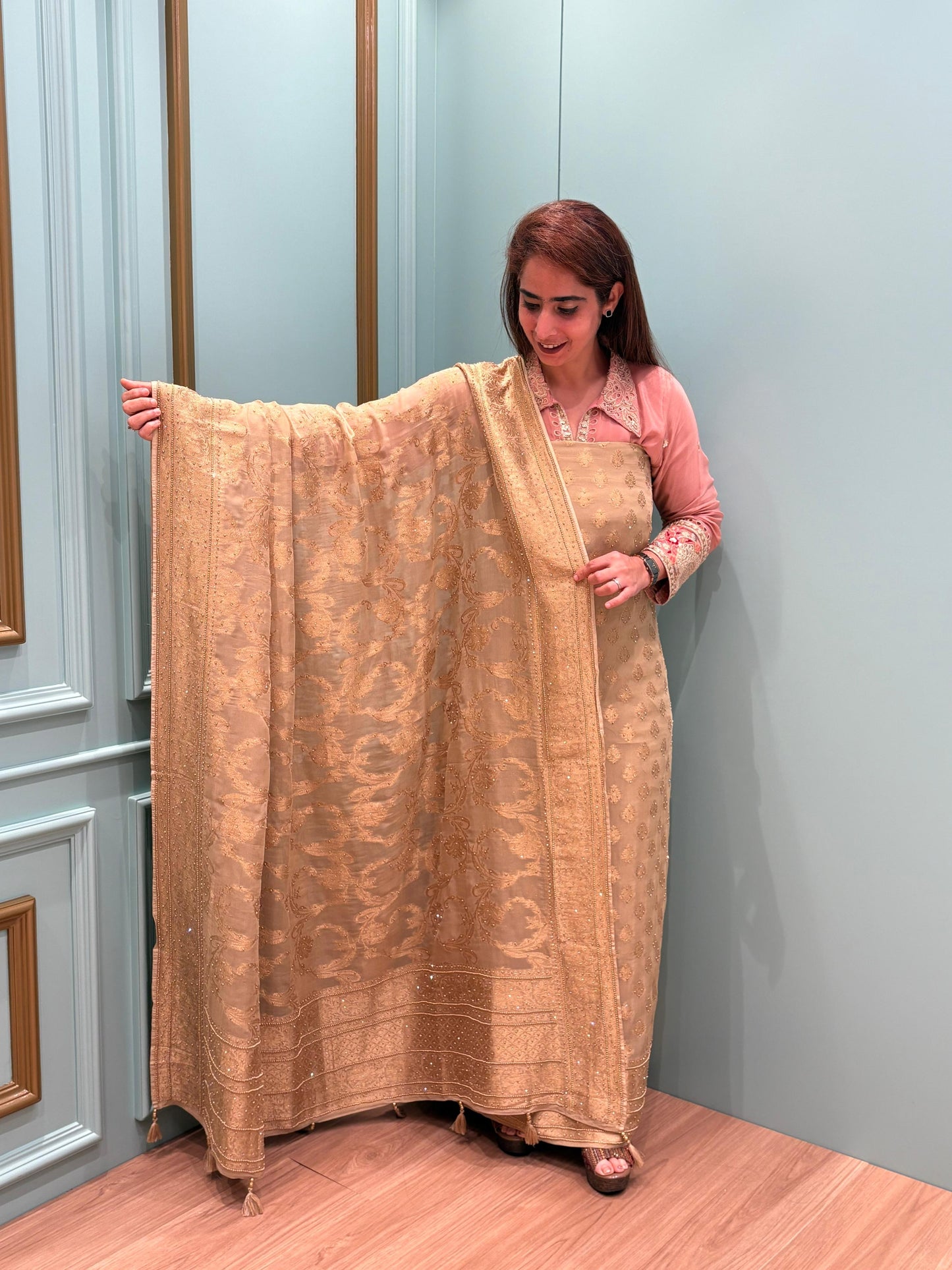 luxurious Khaddi Georgette unstitched suit
