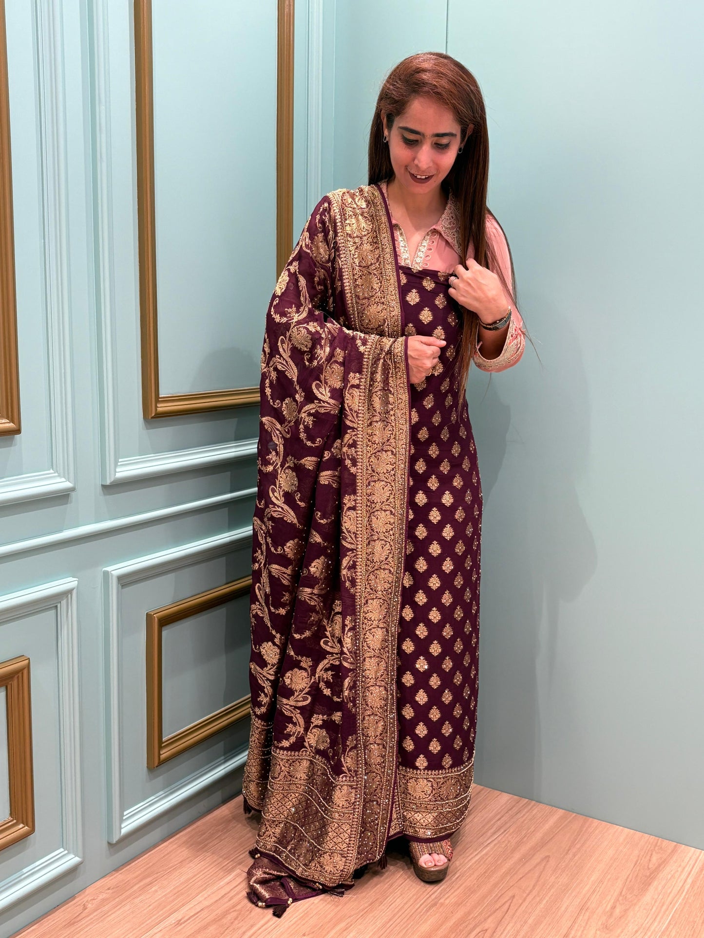 luxurious Khaddi Georgette unstitched suit