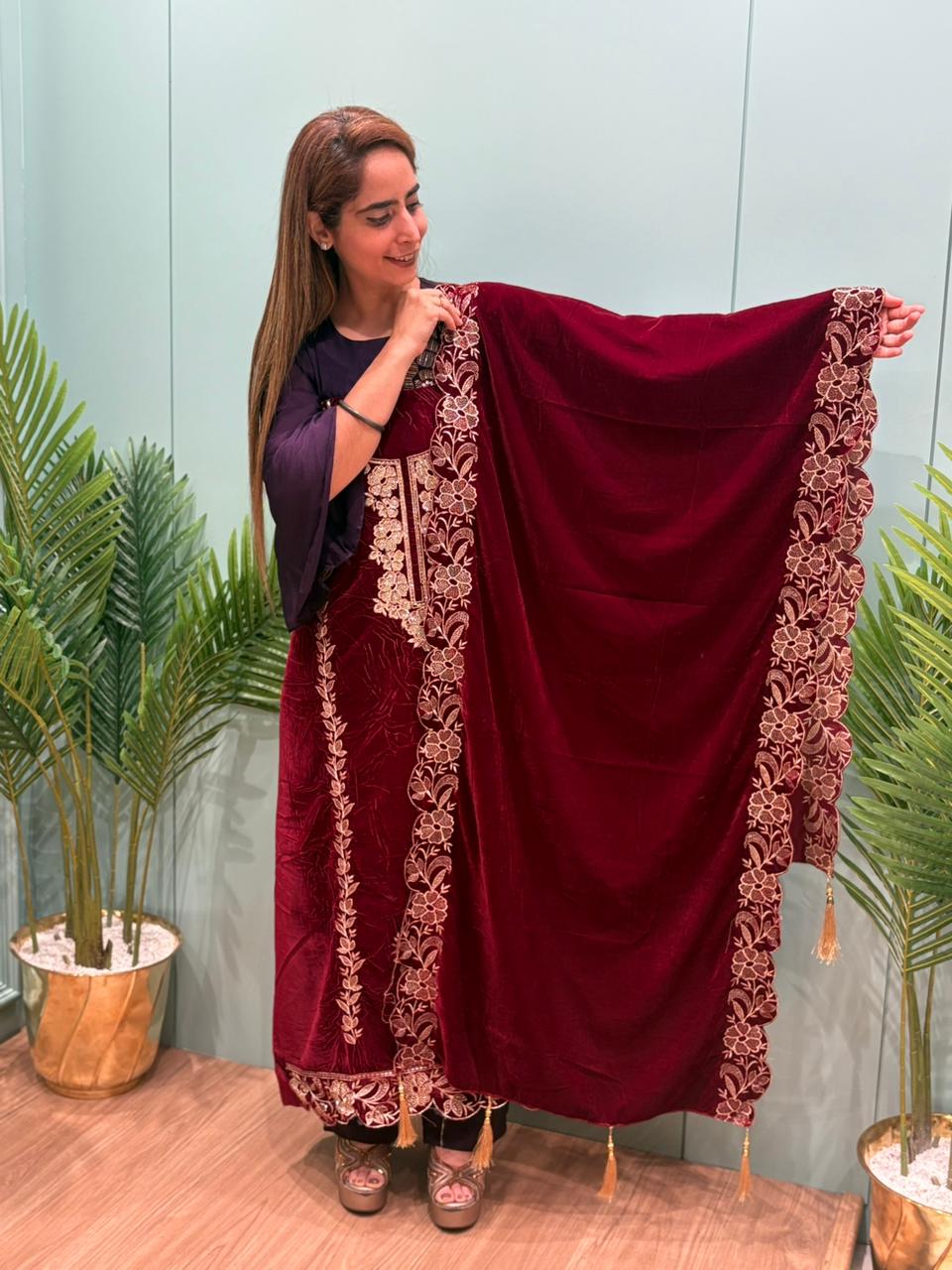 Premium velvet unstitched suit collection