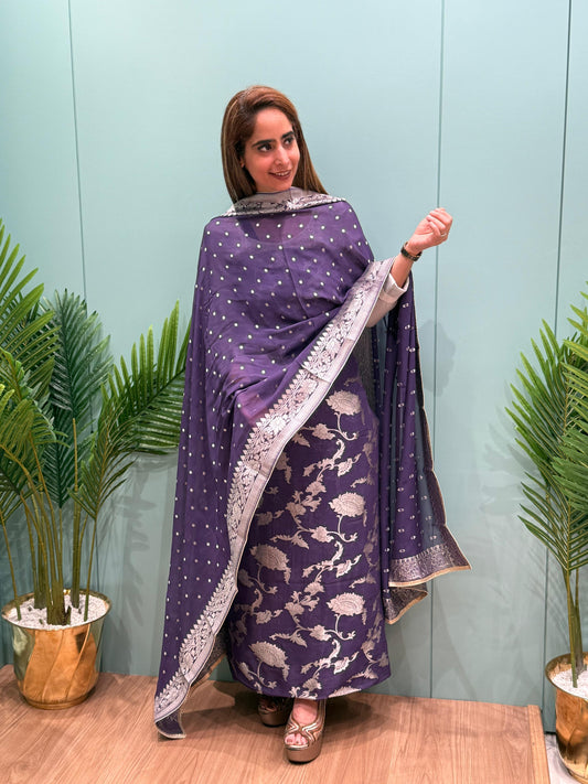 Unstitched Khaddi Georgette Banarasi suit