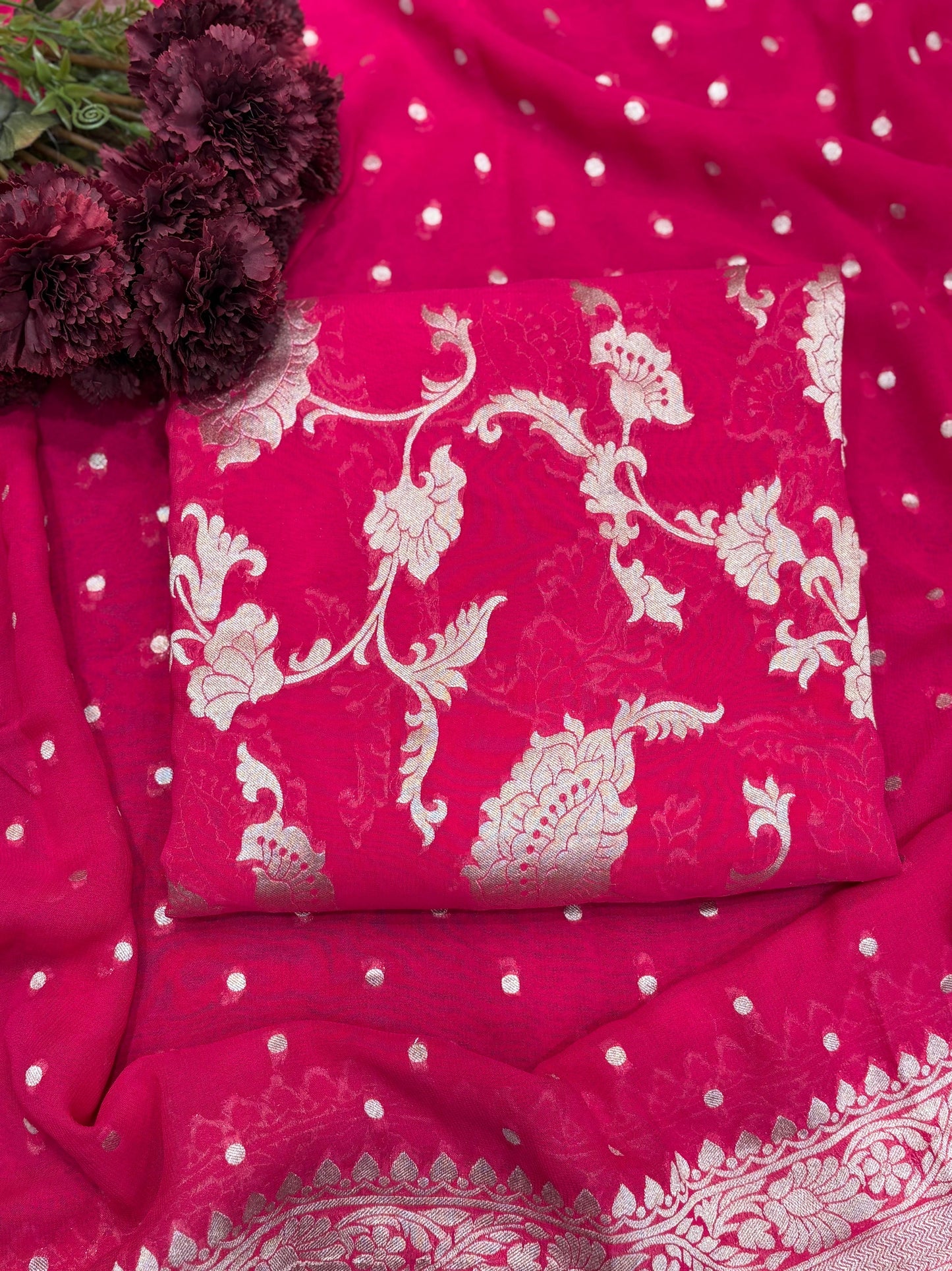 Unstitched Khaddi Georgette Banarasi suit