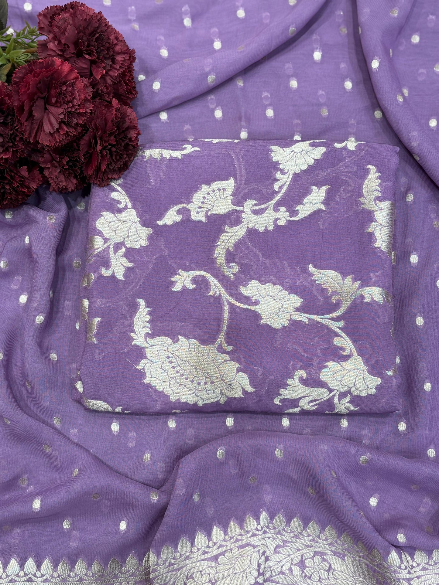 Unstitched Khaddi Georgette Banarasi suit