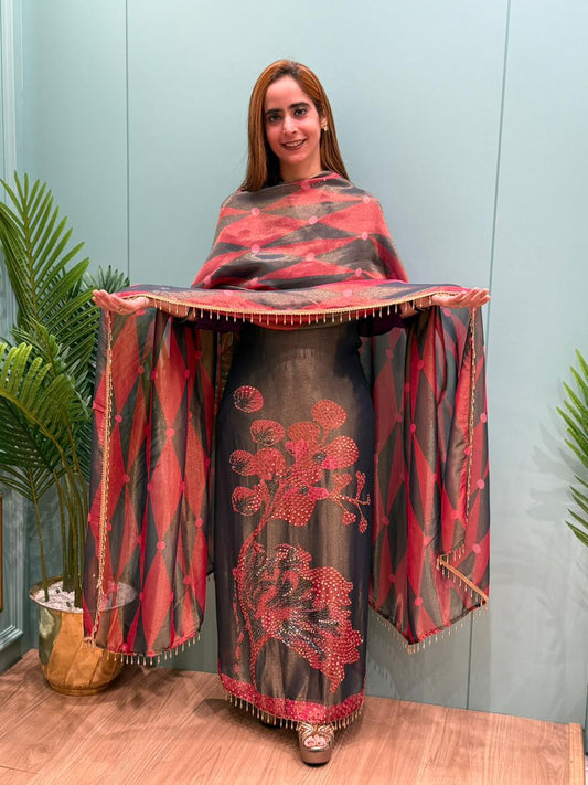 Shimmer Organza Unstitched Suit