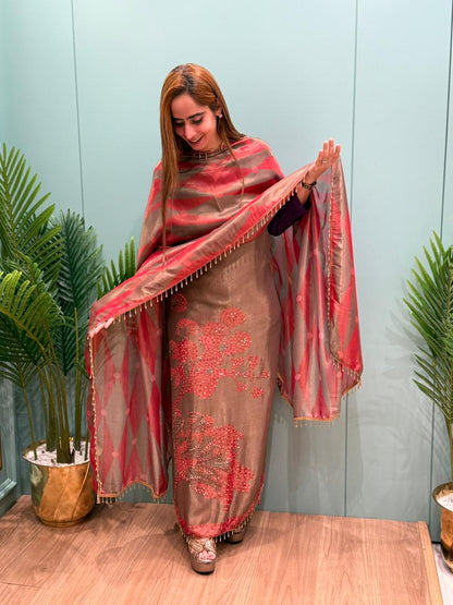 Shimmer Organza Unstitched Suit