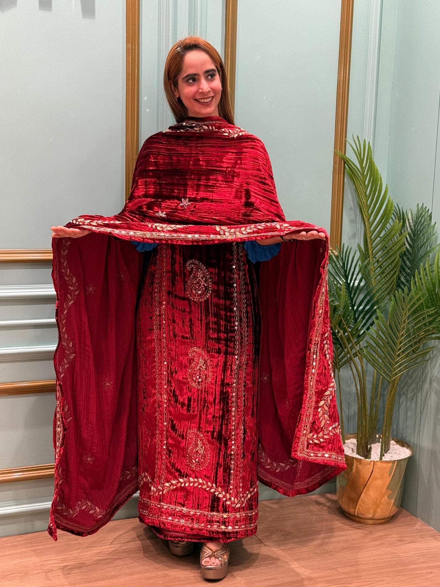 Luxurious Crush Velvet Unstitched Suit