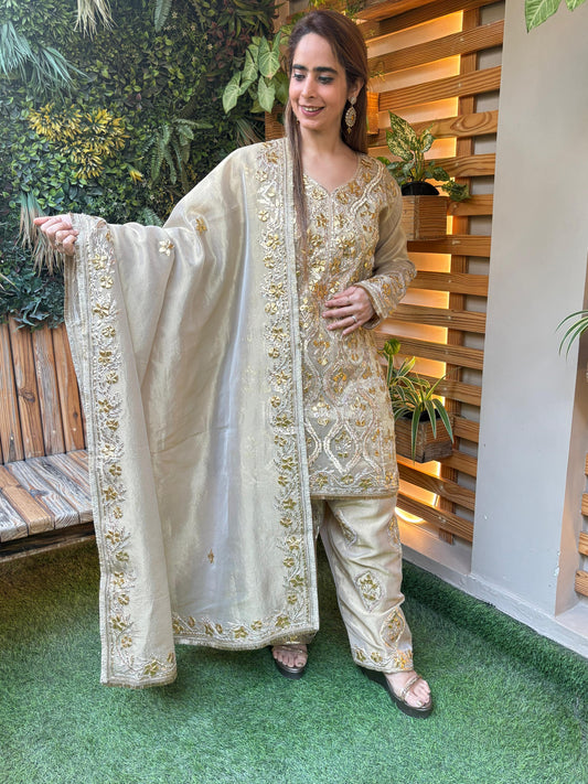 kurta set is crafted in premium shimmer organza fabric