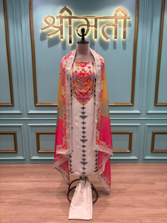 Linen Cotton Unstitched Suit