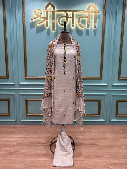 Slab Cotton Unstitched Suit