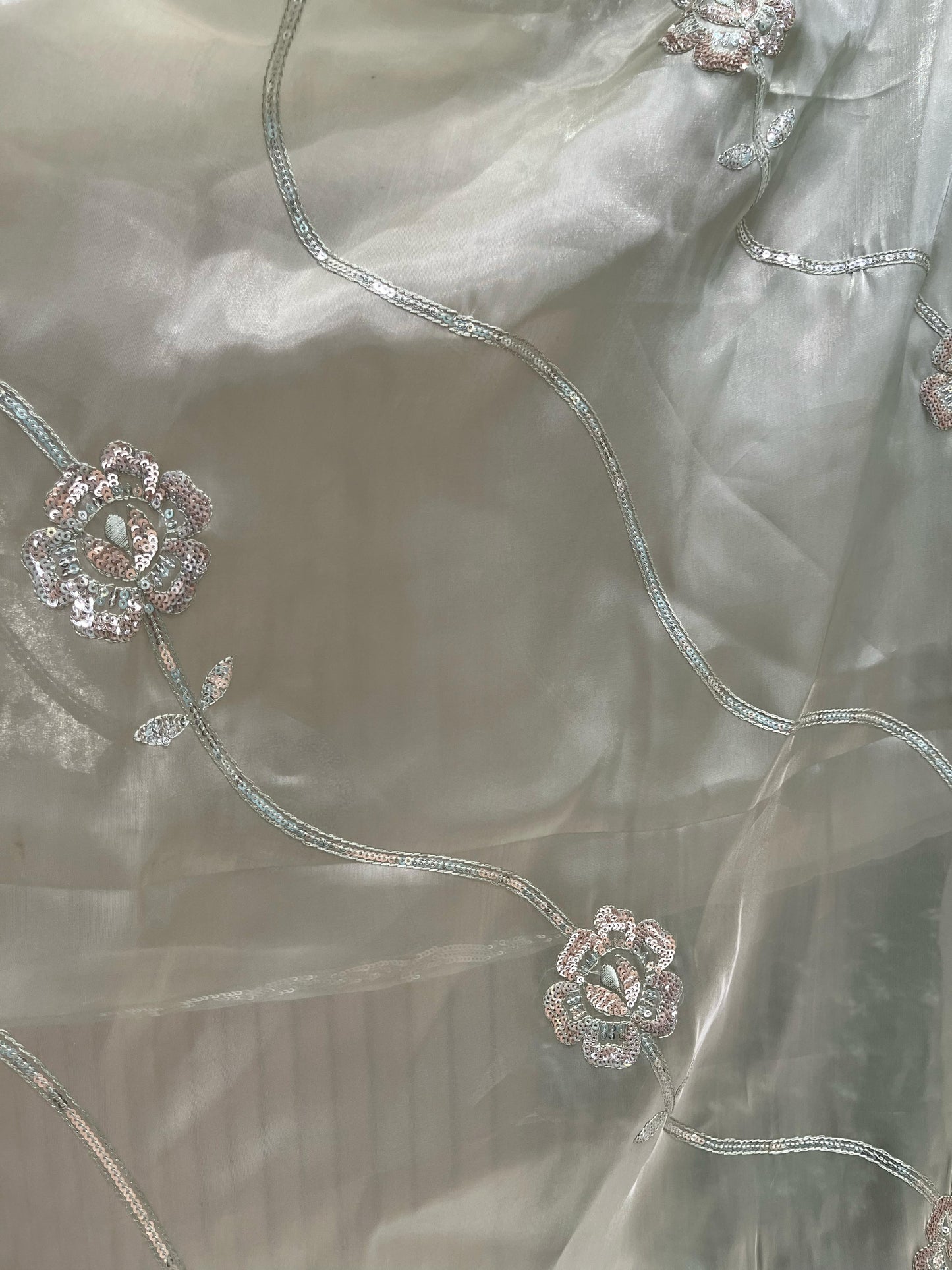 Unstitched Organza Shimmer Designer Suit with Gota & Mirror Work