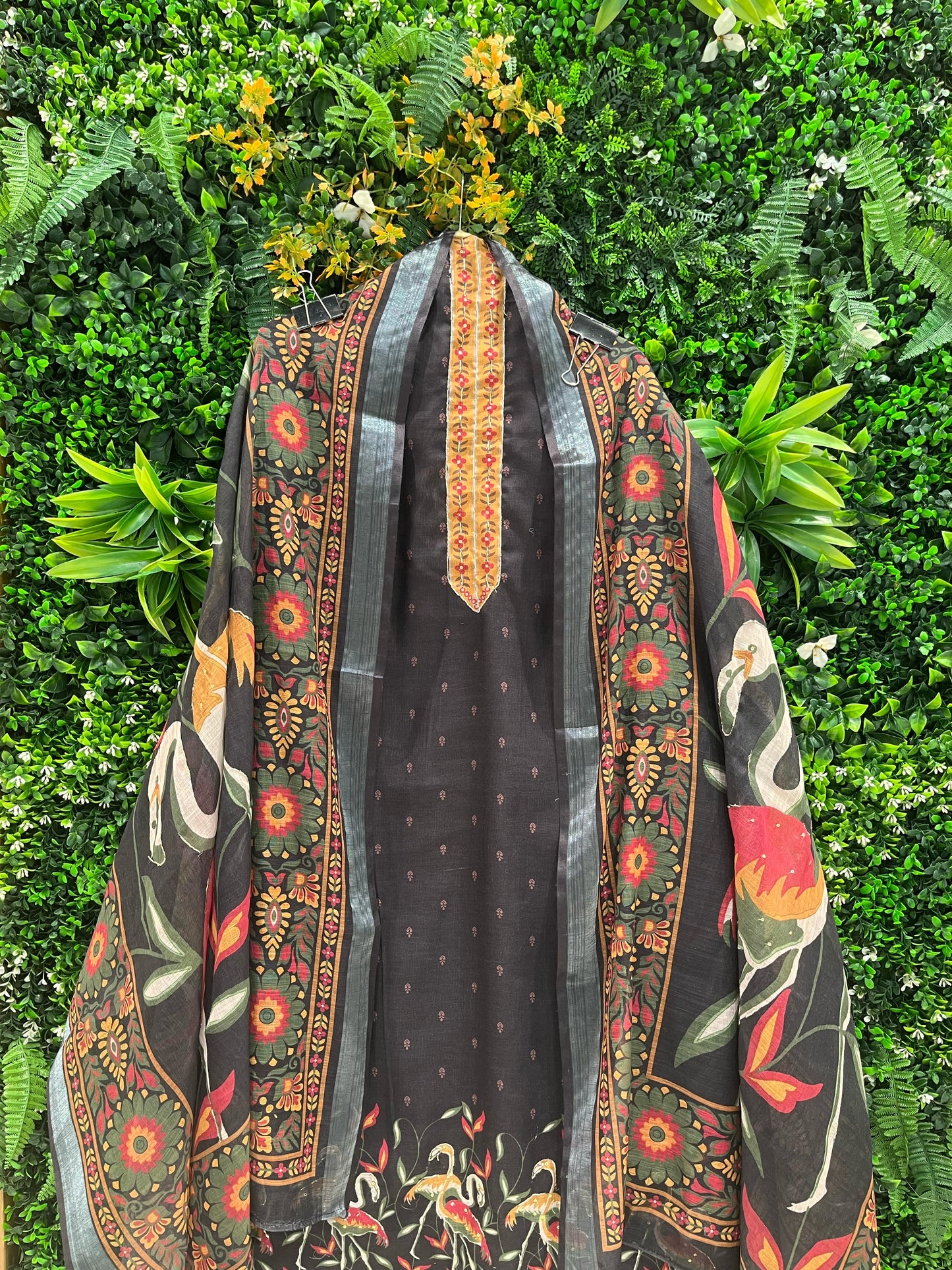 Pakistani Print Modal Cotton Suit with Intricate Mirror Work