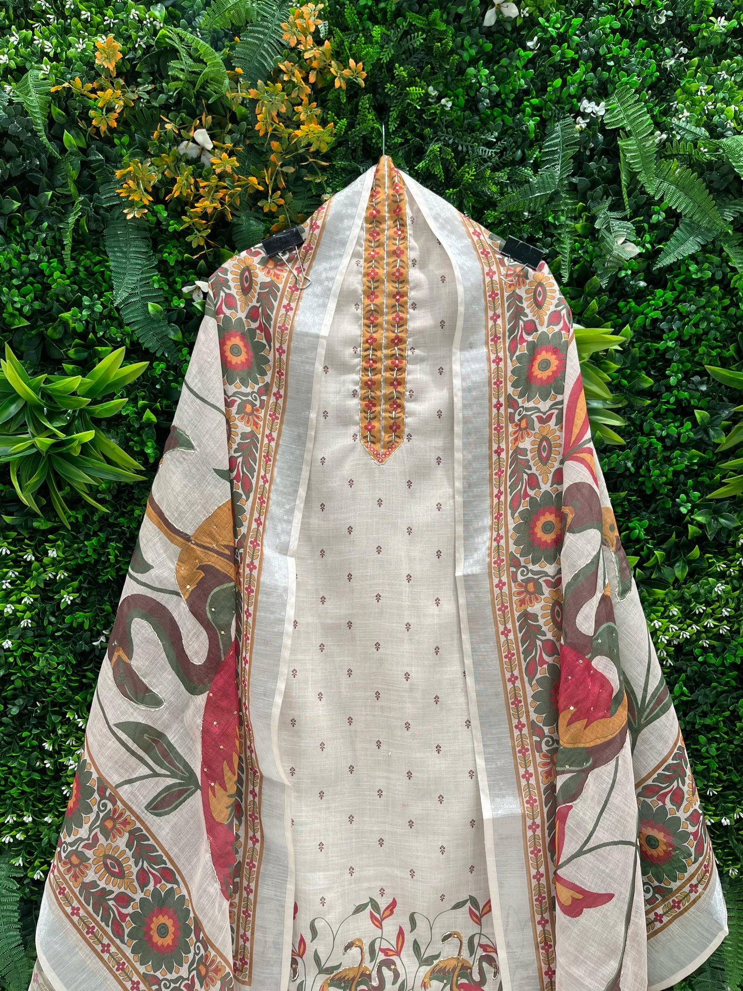Pakistani Print Modal Cotton Suit with Intricate Mirror Work