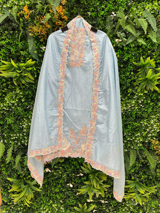 Elegance to your ethnic collection with this beautiful unstitched suit set