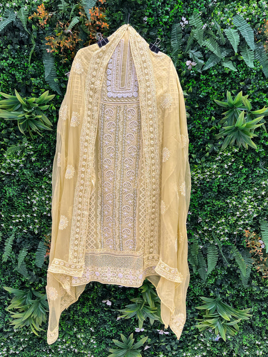Stunning unstitched suit set crafted from premium pure Georgette fabric
