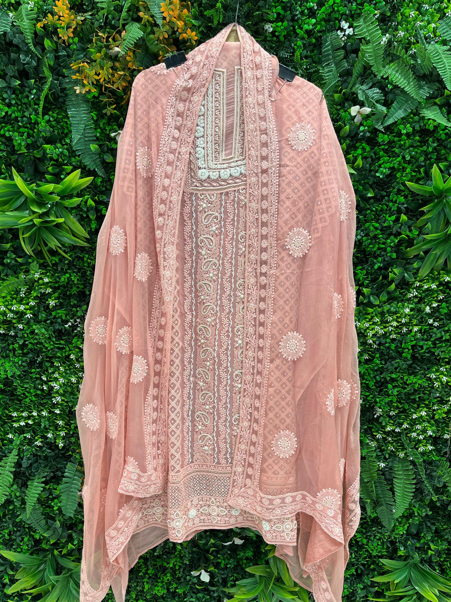 Stunning unstitched suit set crafted from premium pure Georgette fabric